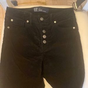 Black corduroy straight leg pants